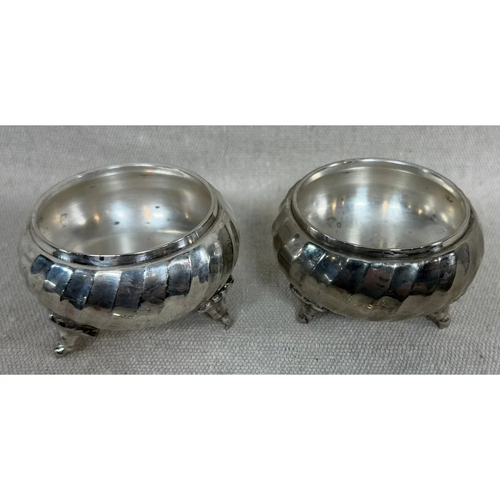 Vintage Silver Tone Tea Strainer Set with Footed Drip Bowls Sunburst Lattice 4pc